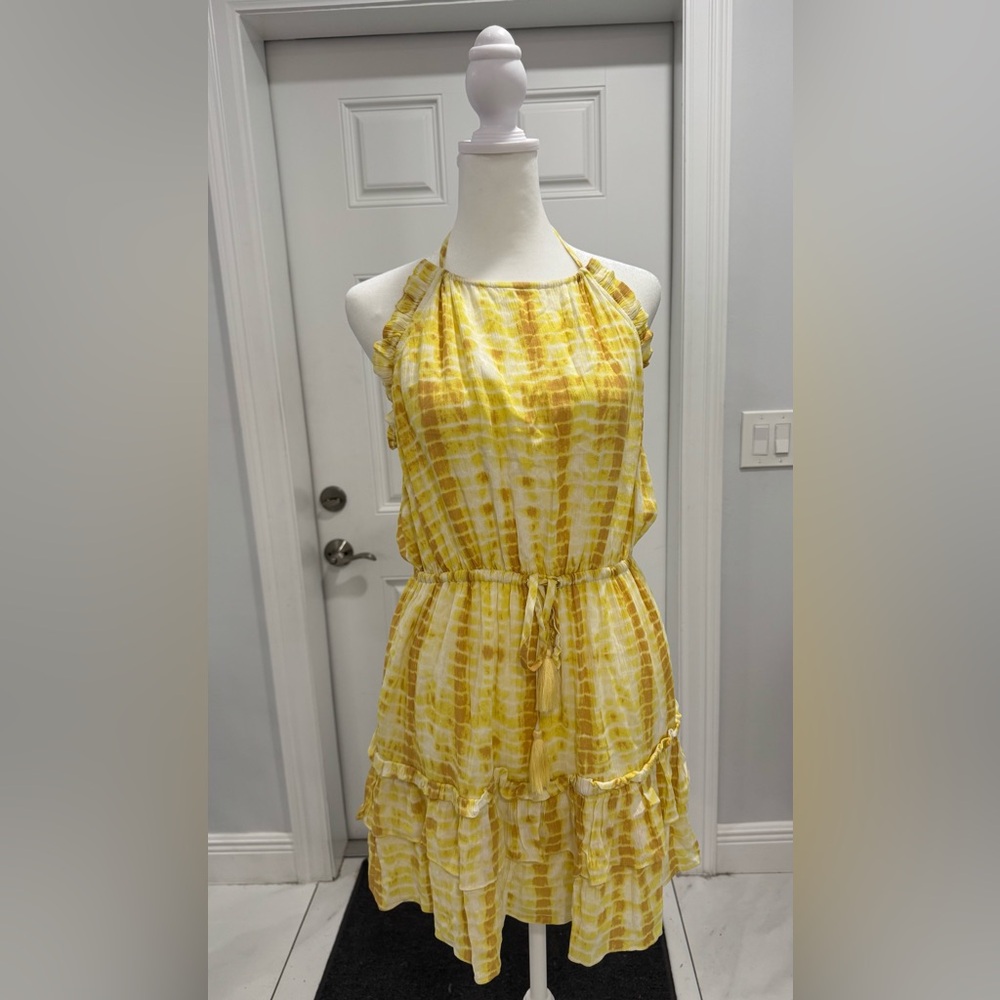 MAJORELLE Yellow Tie-Dye Mini Dress
